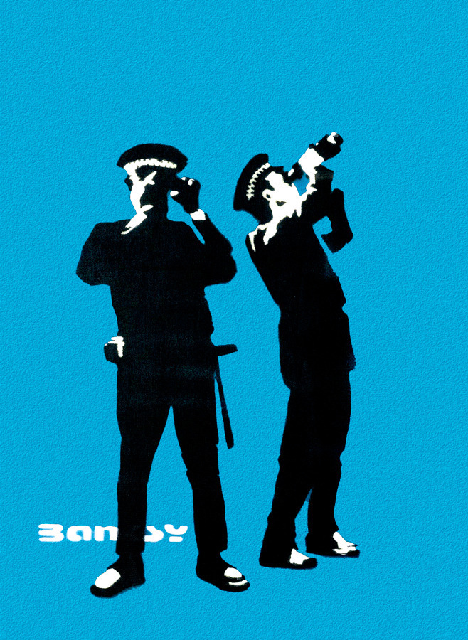 BANKSY STREET ART *FRAMED* CANVAS PRINT Lost Cops 24x16