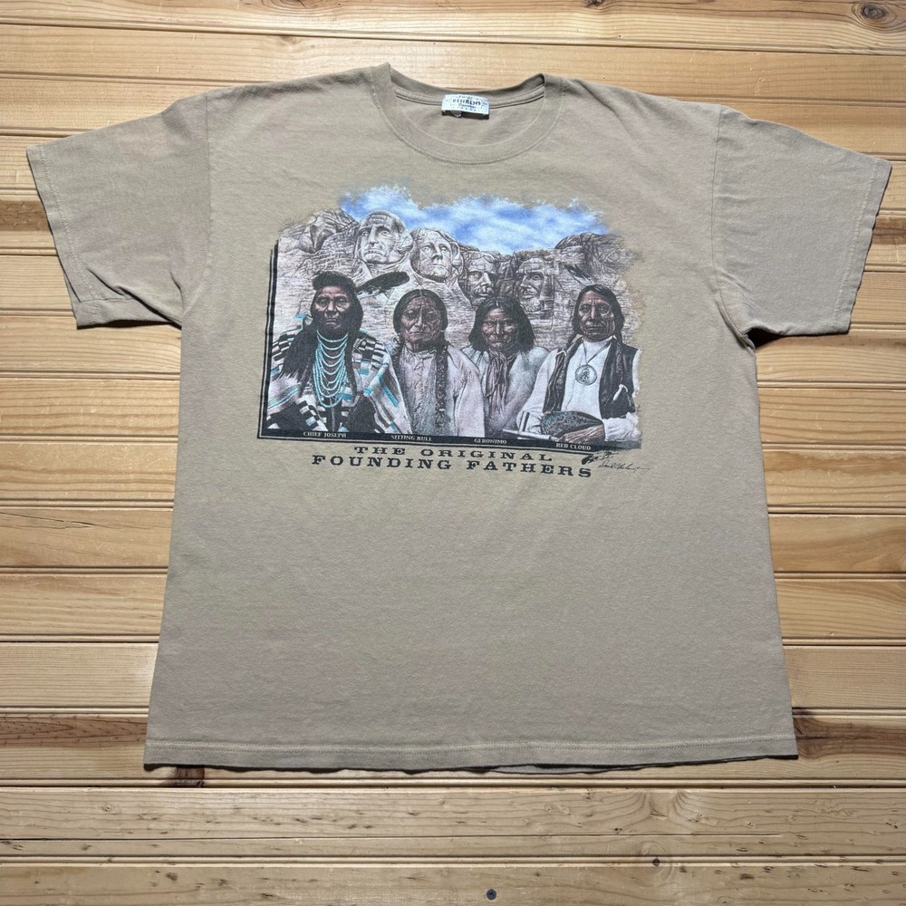 Vintage Y2K The Original Founding Fathers Native American Graphic T-Shirt - XL