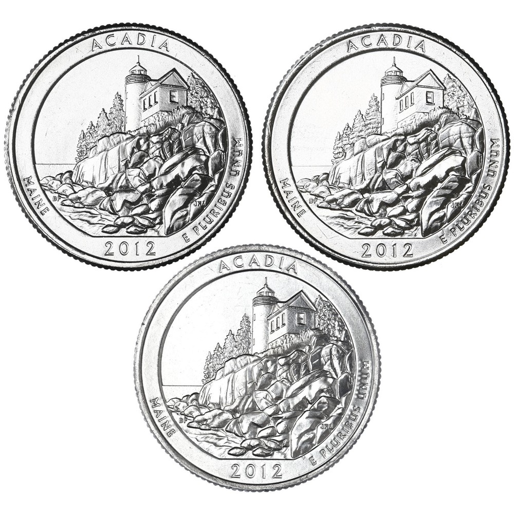 2012 P D S Parks Quarter Acadia National Park BU 3 Coin Set CN-Clad-image