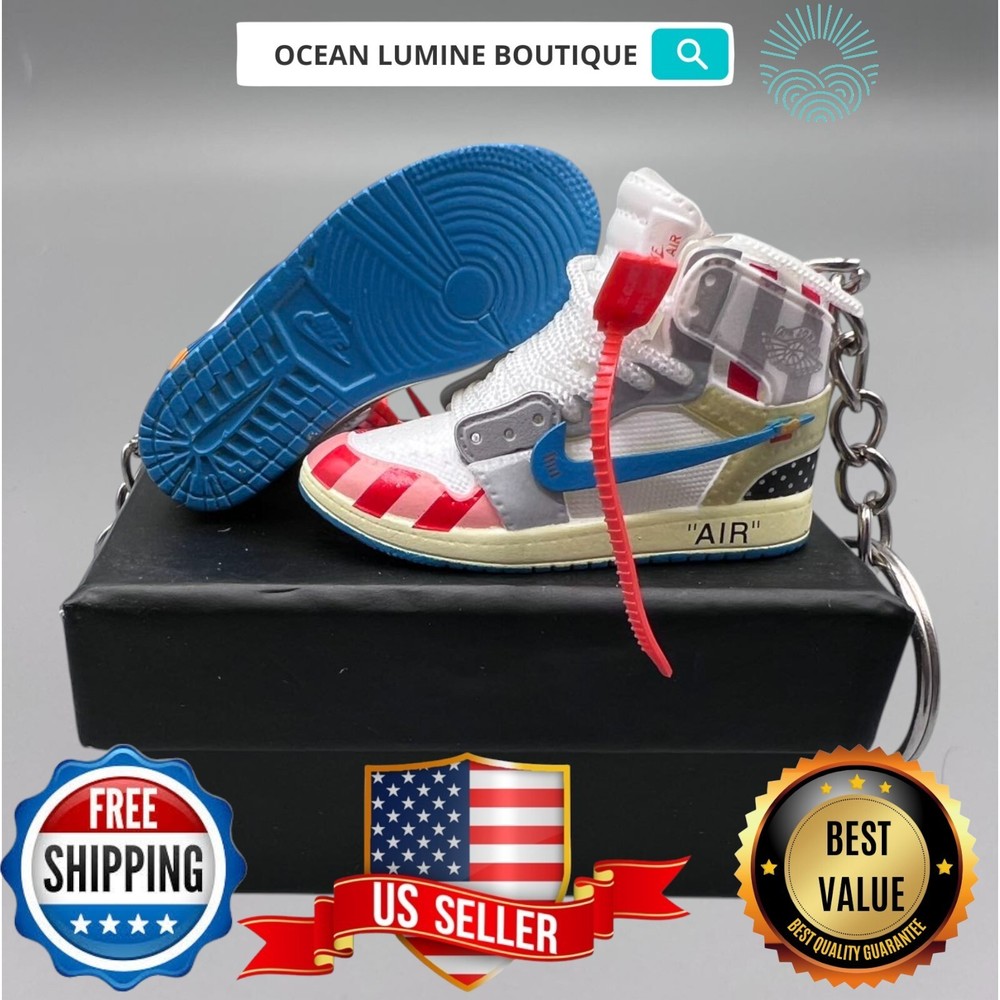 Air Jordan 3D Mini Sneaker Keychain, Basketball Sneaker Collectible, Box Options