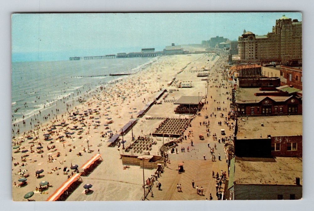Atlantic City, NJ-New Jersey, Bird’s-Eye Beach Boardwalk View Vintage Postcard