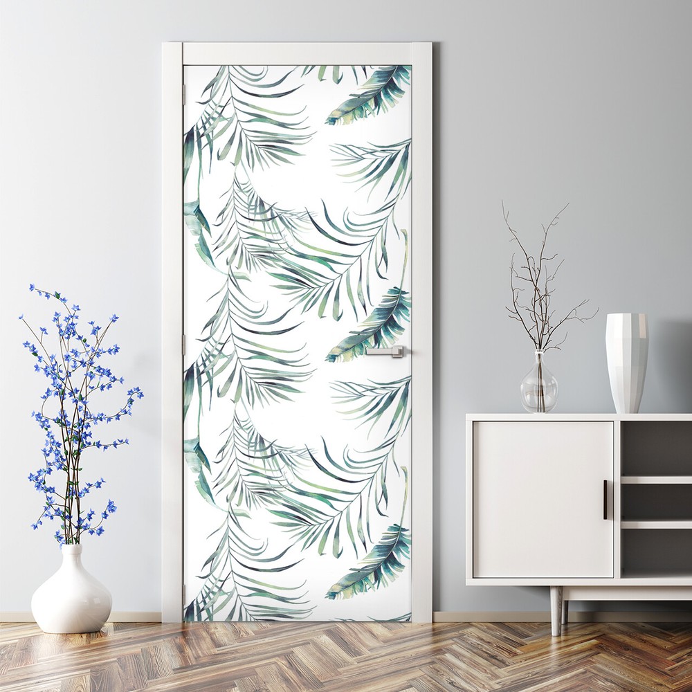 Bubble-free watercolor leaf decal self-adhesive door sticker