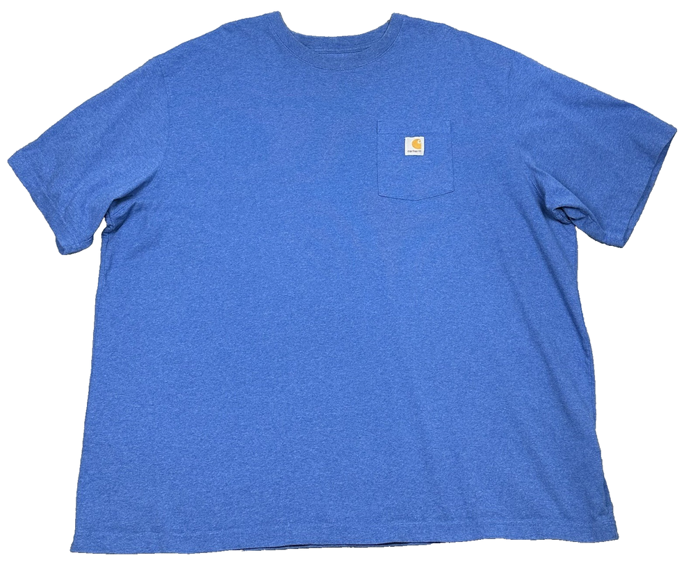 Carhartt T-Shirt Mens 3XL Blue Loose Fit Heavyweight Pocket Crew Neck Workwear