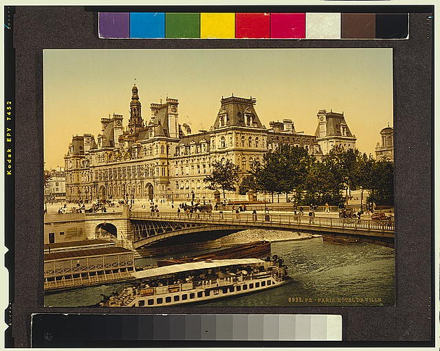 Photo:Paris France Hotel de Ville 1890s Photochrom River Bridge