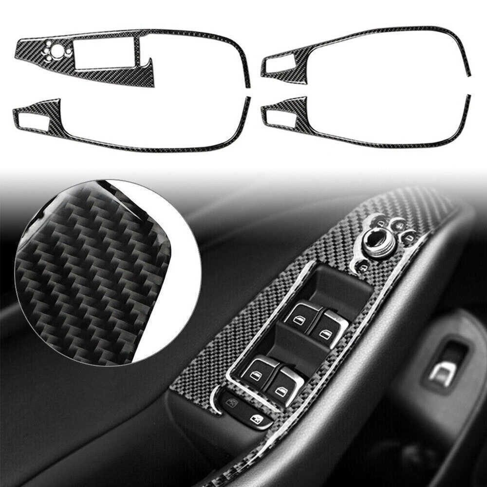 Car Interior Window Switch Button Cover Trim For Audi Q5 2009-2017 Carbon Fiber