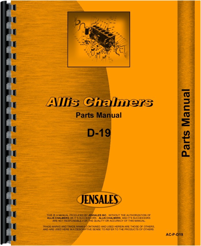 Allis Chalmers D19 Tractor Parts Repair Service Manual