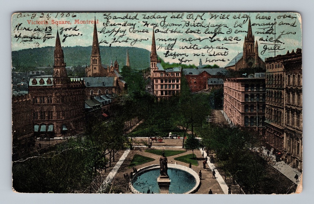 Canada Quebec Montreal Victoria Square Souvenir Post Old Card Vintage Postcard