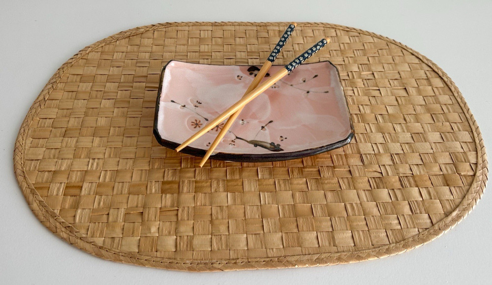 Vintage Japanese Porcelain Pink Cherry Blossom Dish