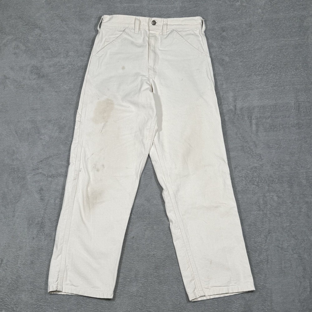 VTG Stan Ray Carpenter Pants Men 30x29 White USA Workwear Painter Distressed 90s
