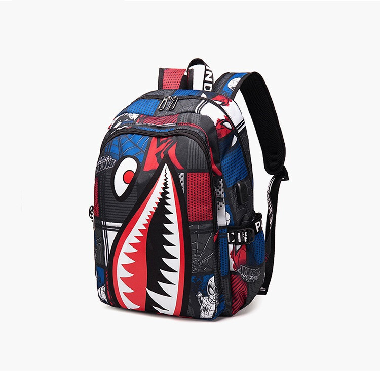 Lightweight Waterproof Shark Mouth Backpack for School Travel & Outdoor Adventures  