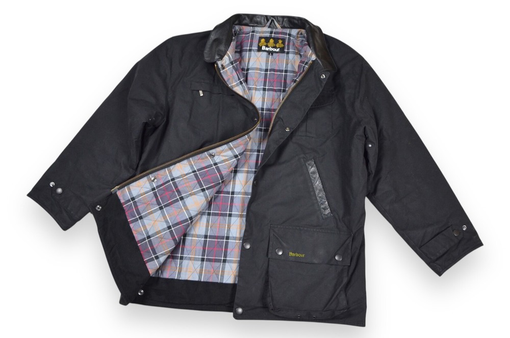 Men's Barbour Bushman SMU Jacket Wax Cotton Black England Size L