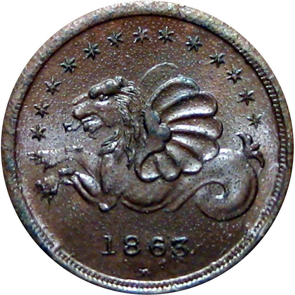 1863 Pittsburgh Pennsylvania Civil War Token Pittock's News Depot Sea Serpent