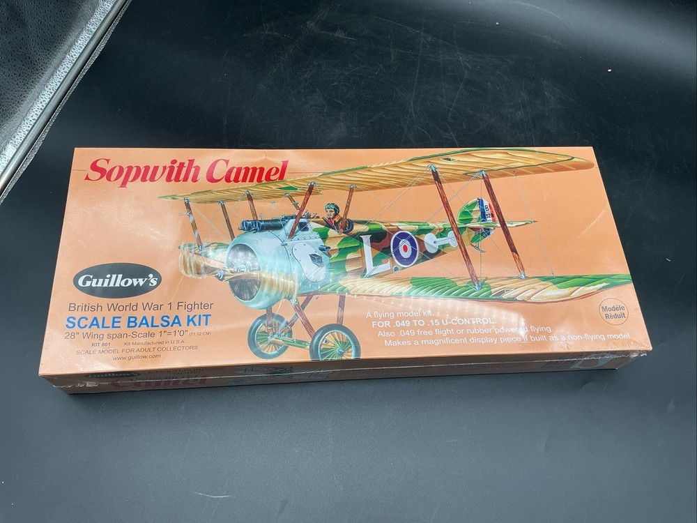 Guillows Sopwith Camel British WW1 Fighter Balsa Model Kit 801 Factory Sealed