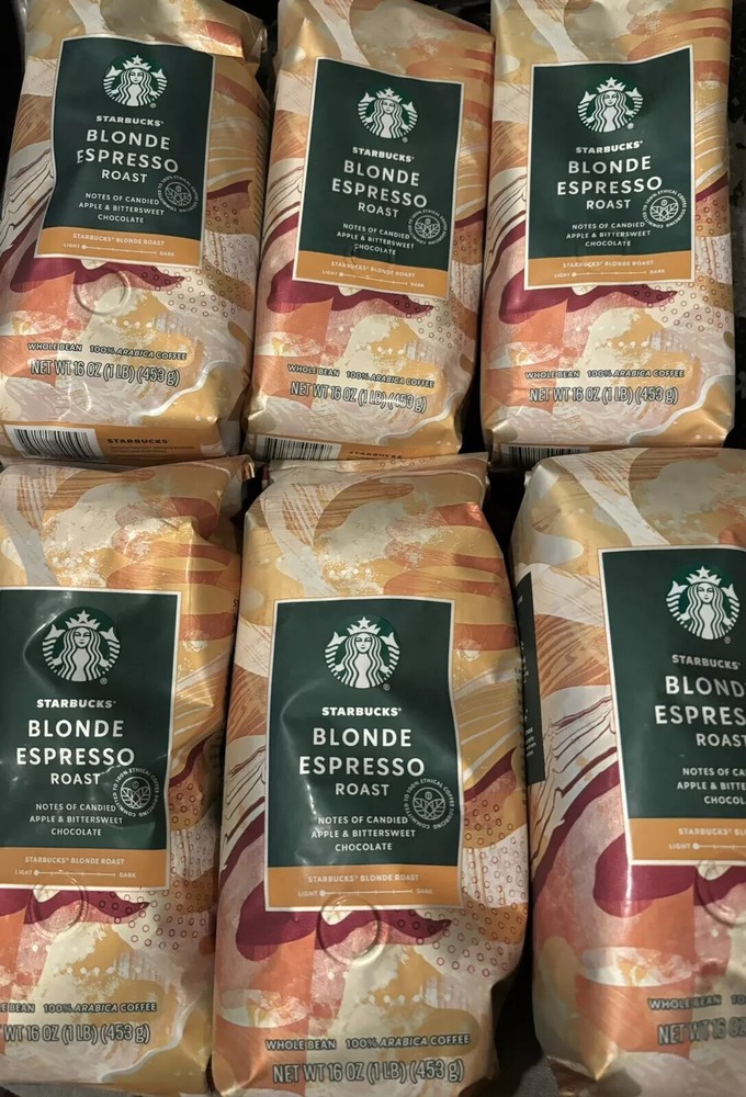 Starbucks Blonde Espresso Whole Bean Coffee - 6 Bags, 6 lbs, Fresh Roasted