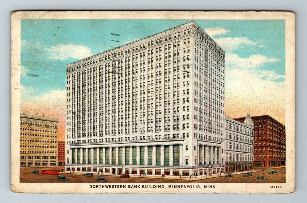 Minneapolis MN-Minnesota, Northwestern Bank Building, Outside, Vintage Postcard
