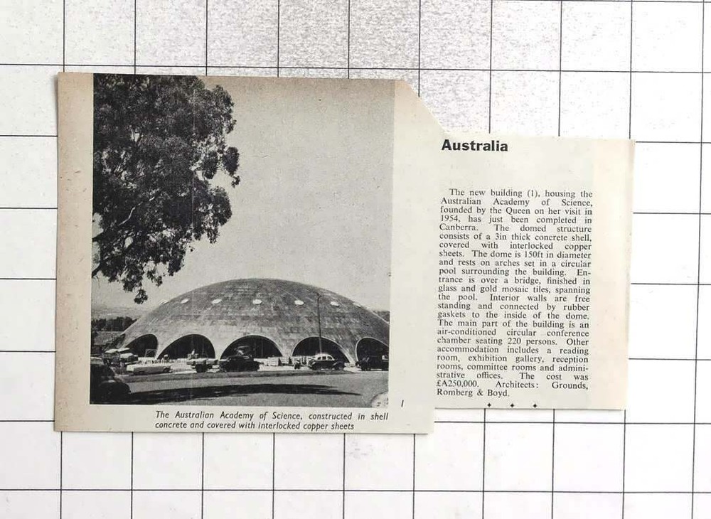 1959 Australian Academy Of Science, Shell Concrete, Copper Sheets, £250000-image
