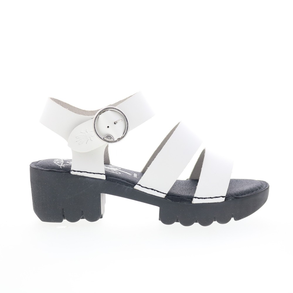 Fly London Egly EGLY520FLY-001 Womens White Leather Heeled Sandals Shoes 39