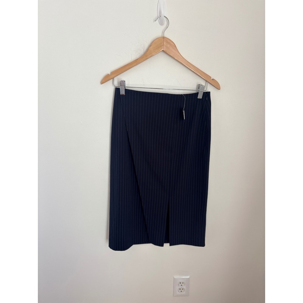 Club Monaco Terwir Navy Pinstripe Pencil Skirt Front Slit Size 4 NWT
