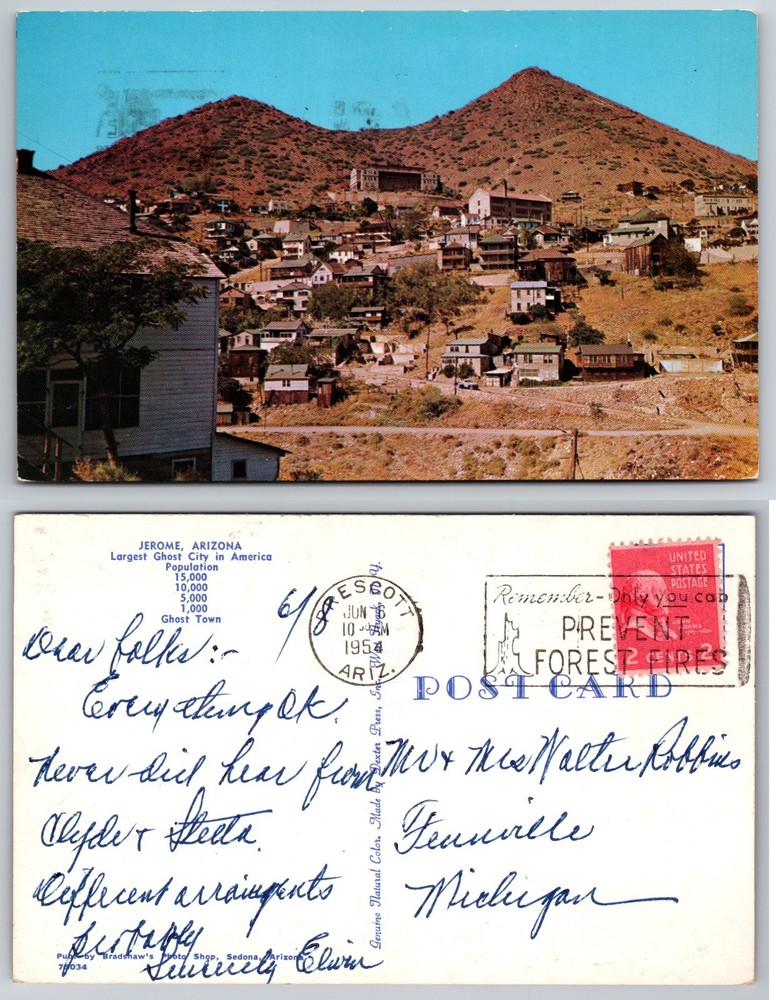 Jerome Arizona Hillside Town View Postcard