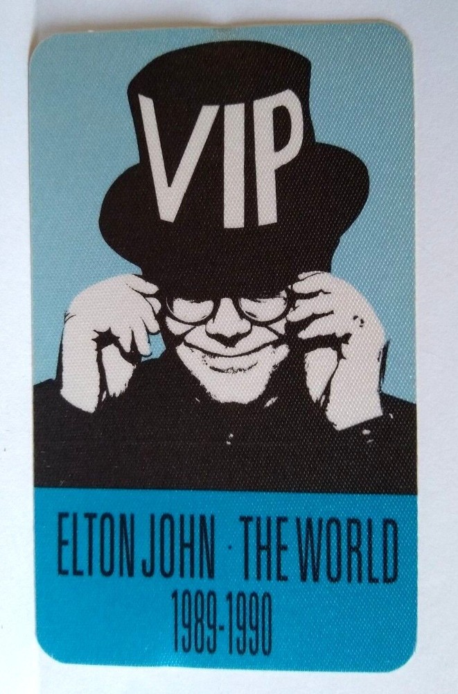 Elton John Backstage Pass Original Vintage 1989 - 1990 The World Tour Blue VIP