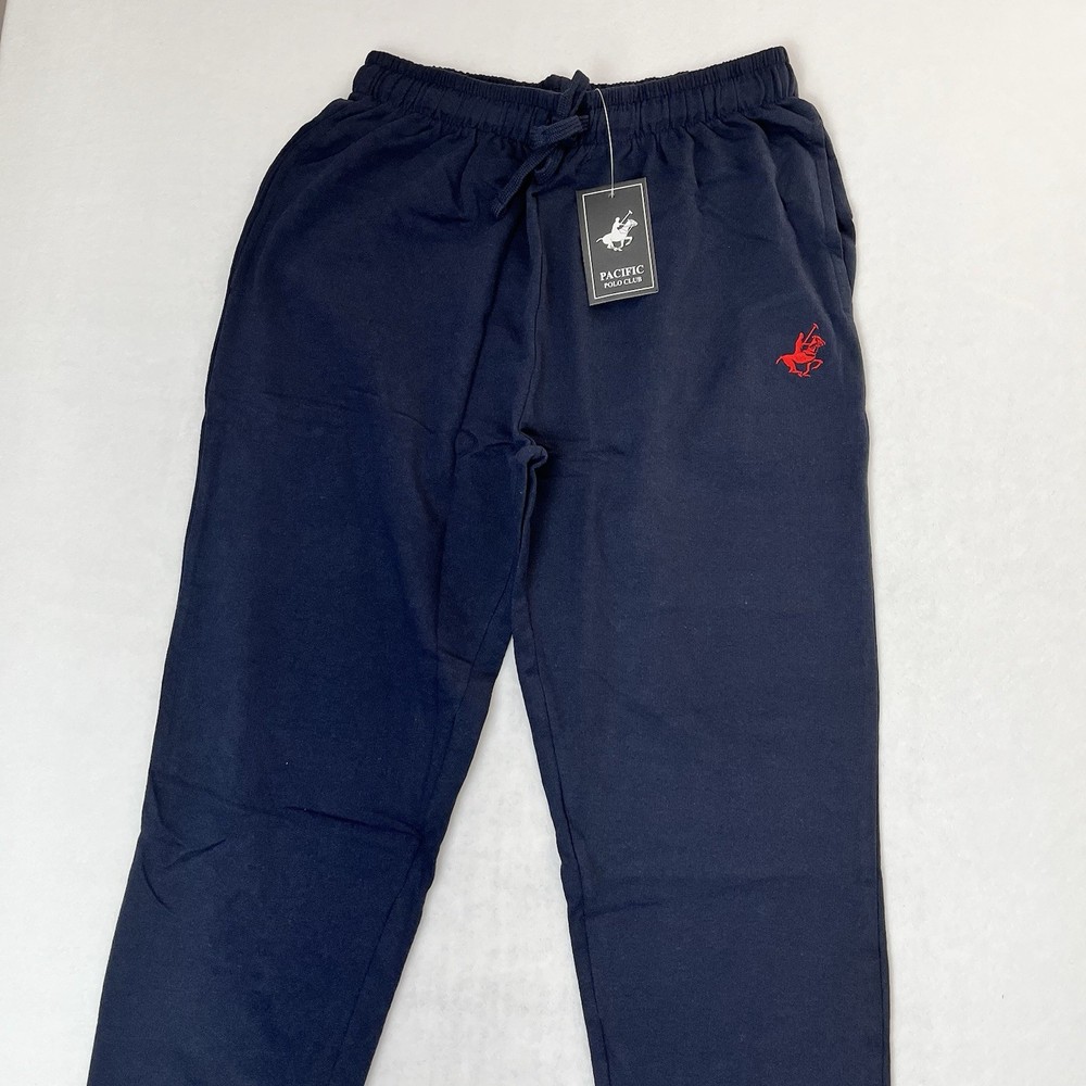 Pacific Polo Club Men's Large Joggers Sweatpants Athleisure Pockets Blue New