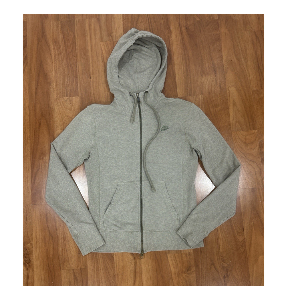 Nike Sportswear Gray Full Zip Hoodie Pockets Logo Women’s Size M
