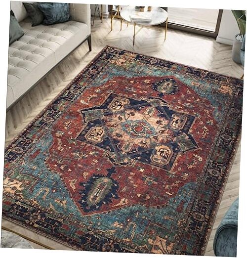 4x6 Rug - Machine Washable Area Rug with Non-Slip Backing, Ideal for Living