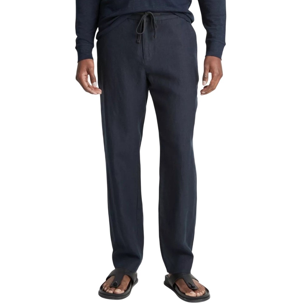 Vince Men’s Owen Lightweight Hemp Pant Drawstring Trousers Navy Blue Size L NWT