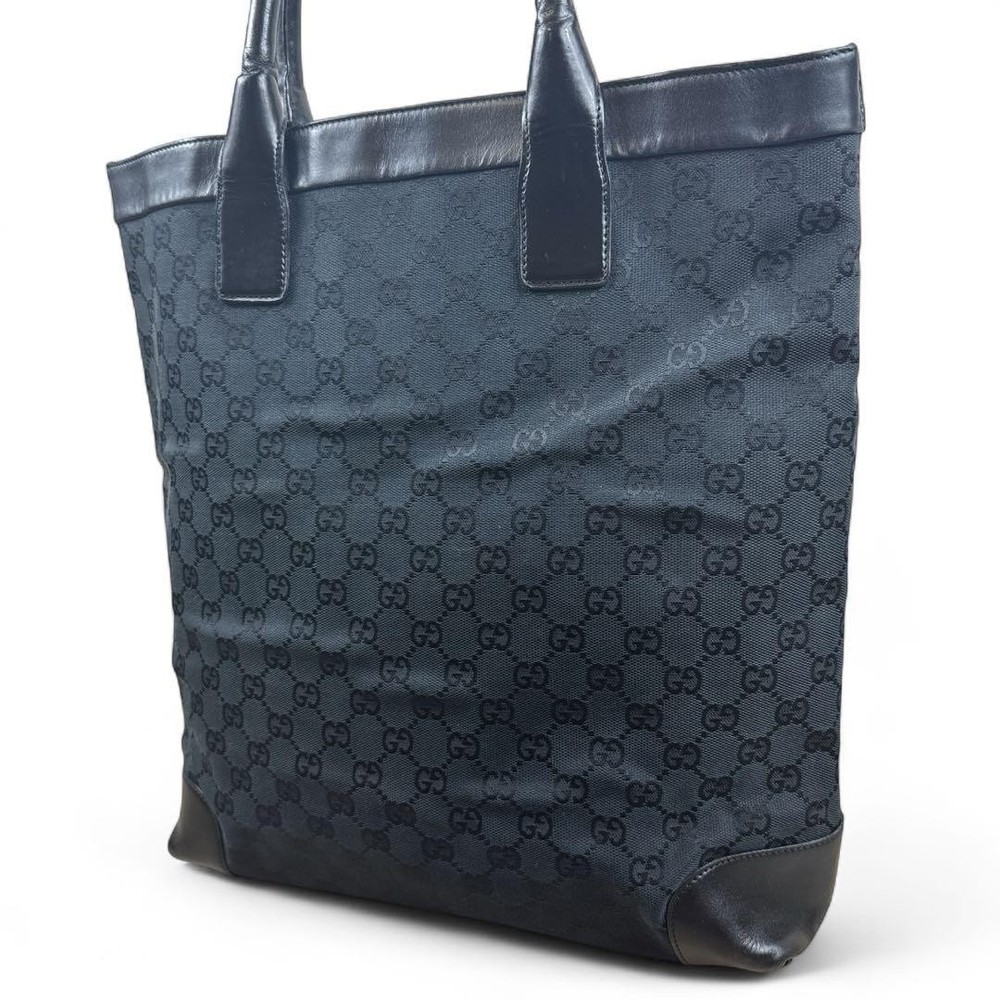 GUCCI GG Tote Bag Canvas Black Authentic G07142046