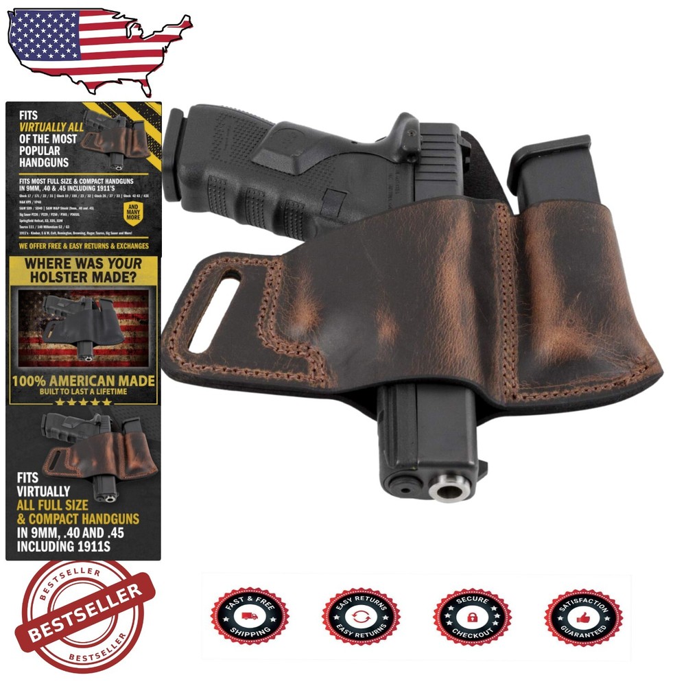 Comfort Carry Leather Holster & Mag Pouch - Fits Glock, XD, 1911 & More