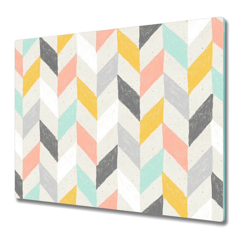 Glass Surface Protector Worktop saver Pastel Herringbone Chevron Abstract 60x52