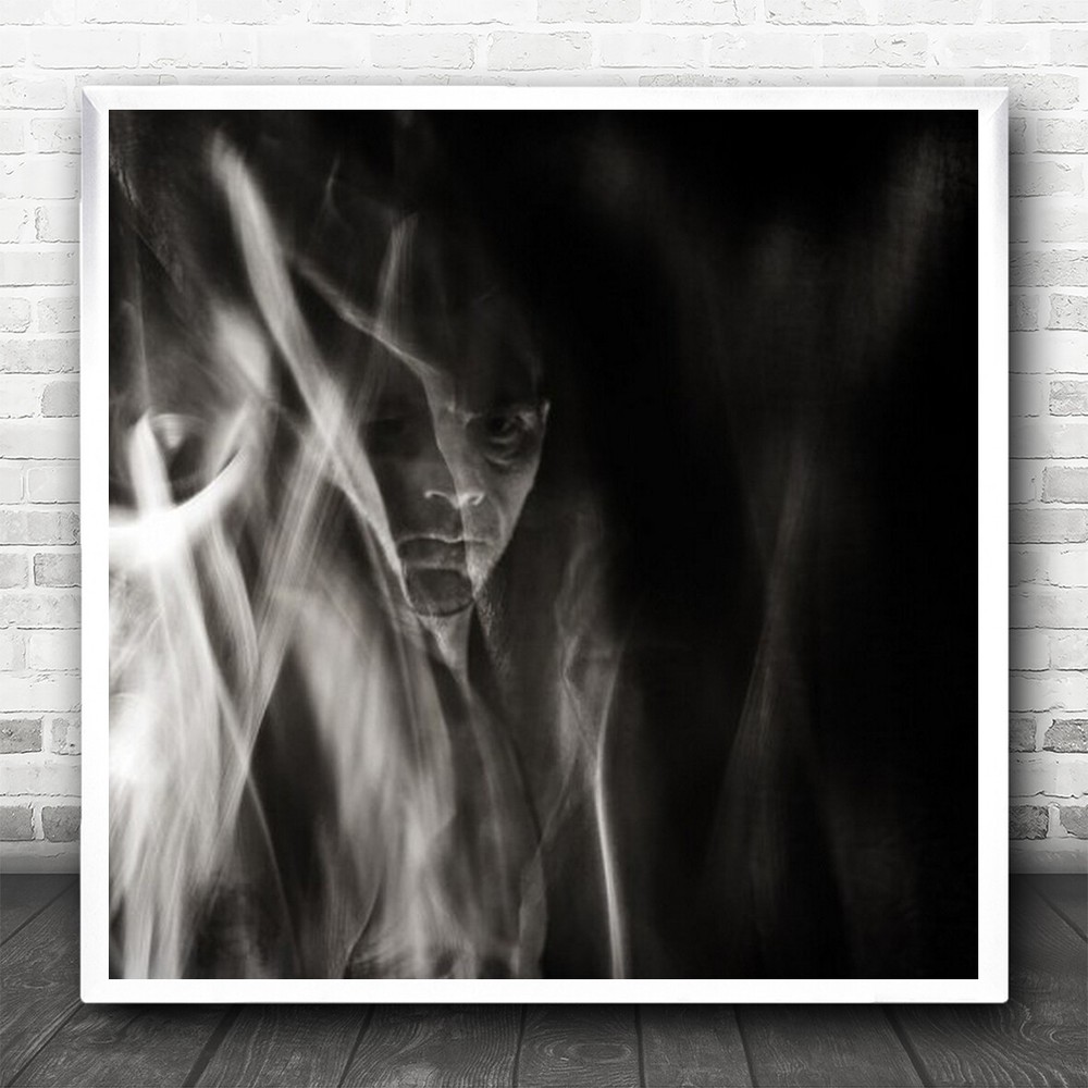 Portrait Ghost Past Nightmares Eerie Person Dream Surreal Fear Square Print