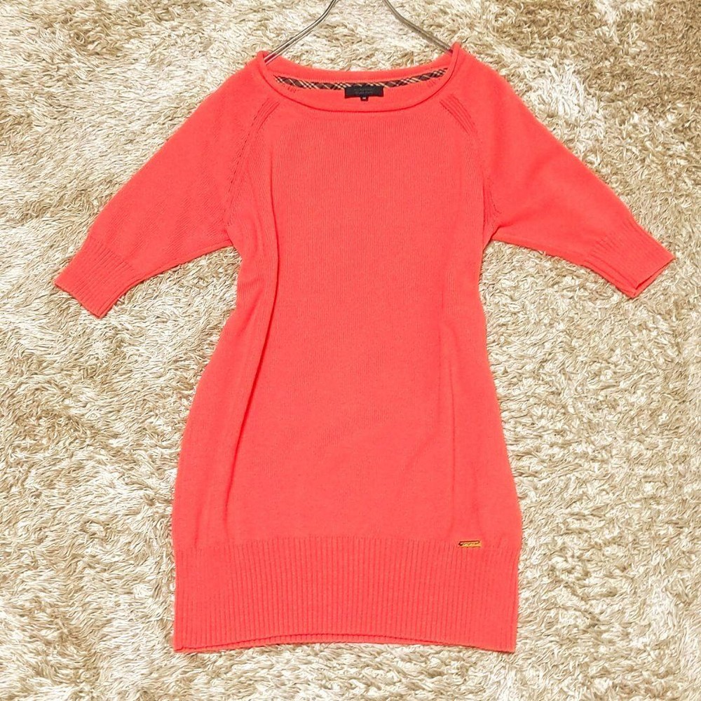 Burberry Black Label Knit Sweater Orange 38 5/8 Sleeve New