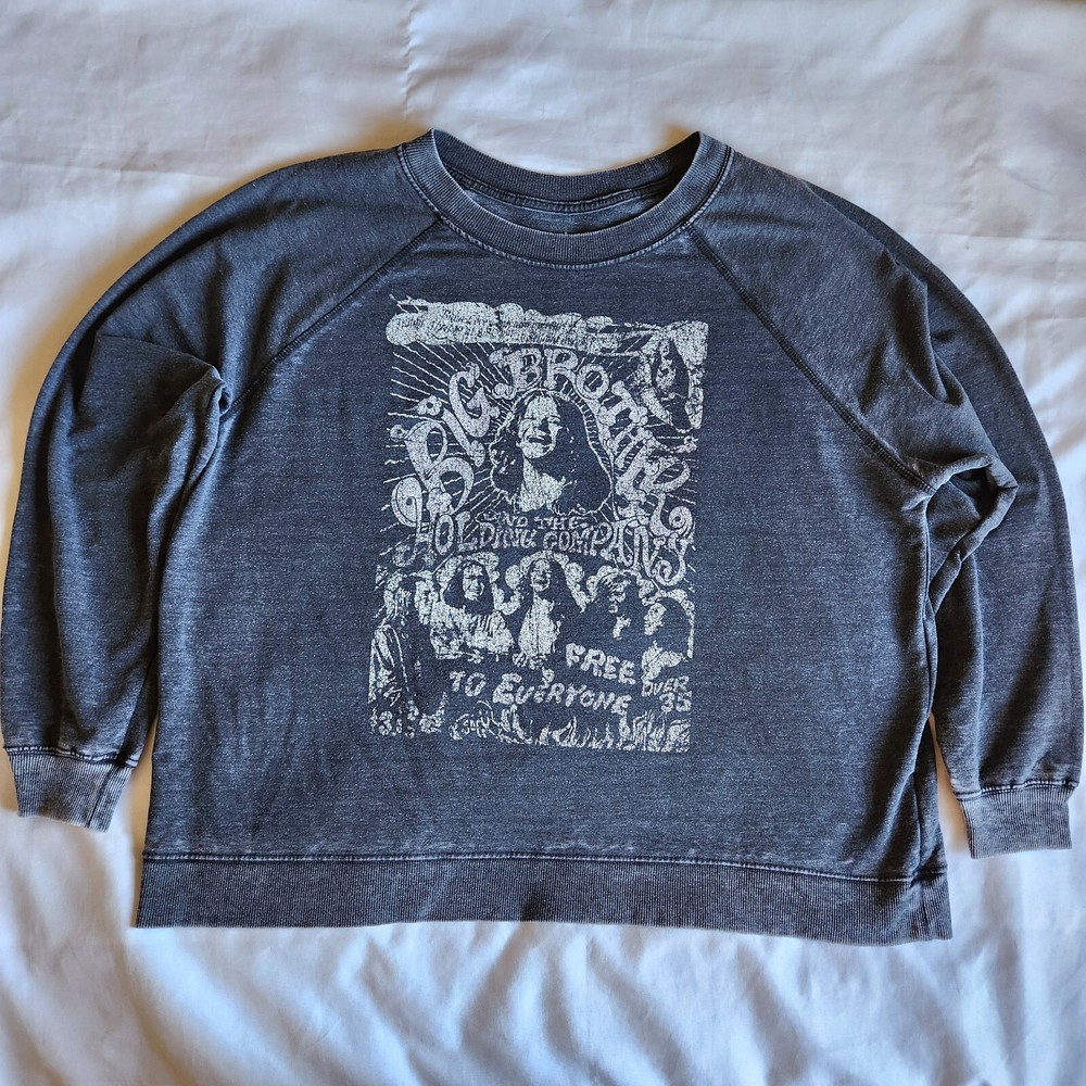 Big Brother and the Holding Company Recycled Karma Rock Band Big L Grey Sweater