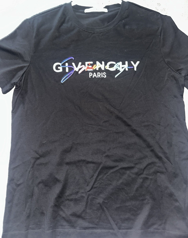 Givenchy Men's Black Logo Graphic Print Crew Neck Short Sleeve T-Shirt Medium