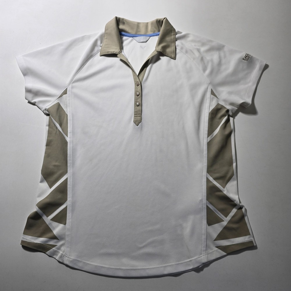 Callaway Eagle Vail Golf Club Polo Shirt Womens XL White Colorblock Performance
