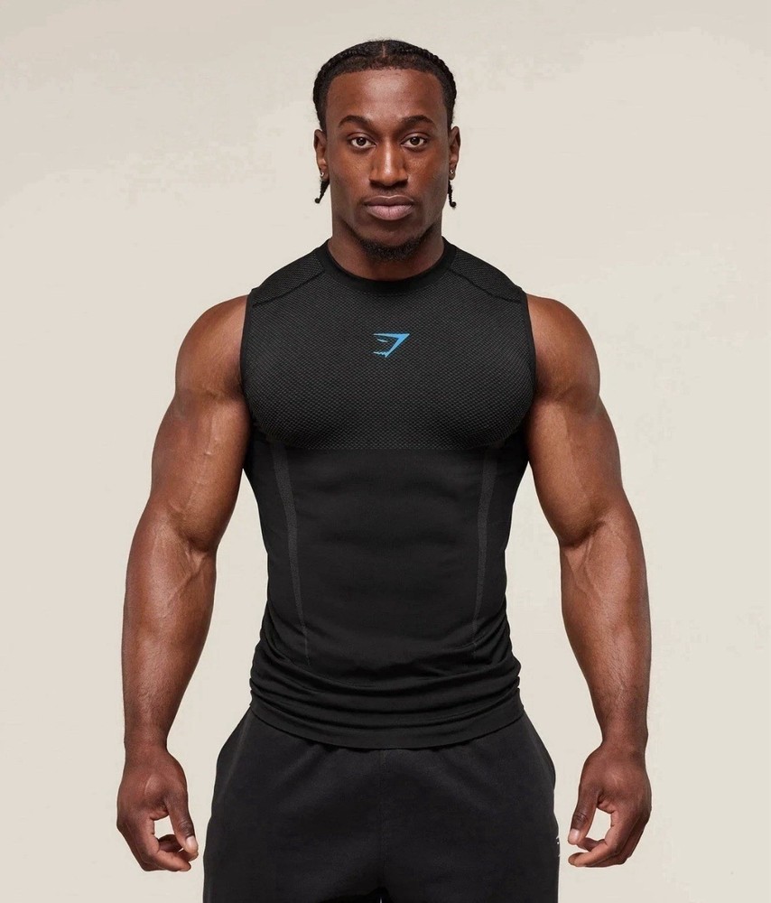 Size Large - Gymshark Onyx 5.0 V5 Tank - BLACK / ONYX GREY (Blue) - Brand New L