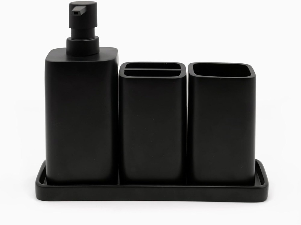 H&E Matte Black 4-Piece Bathroom Accessory Set