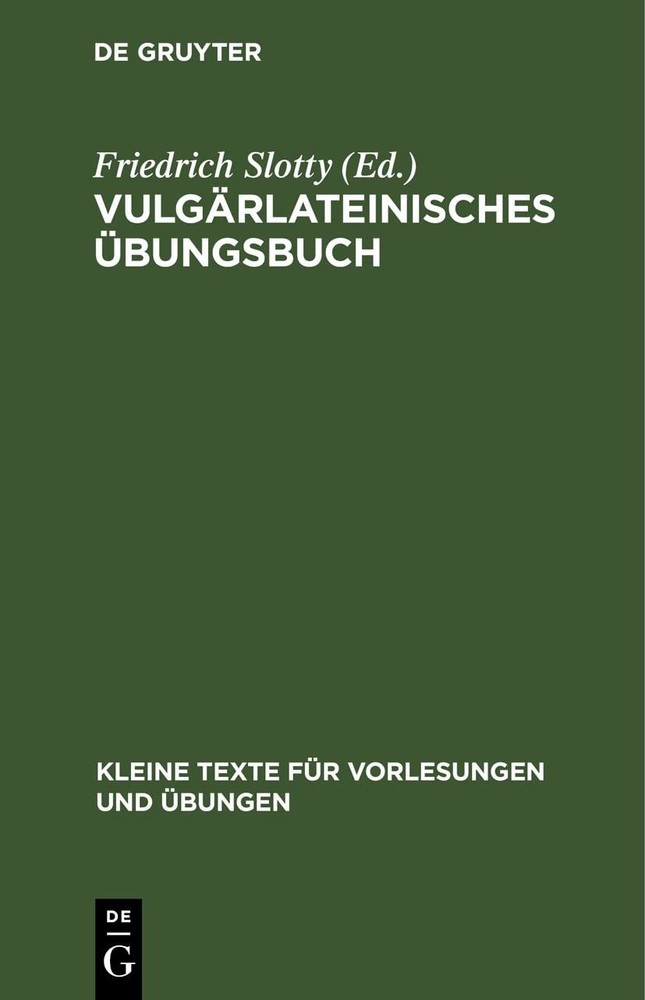 Vulgärlateinisches Übungsbuch (Hardback)