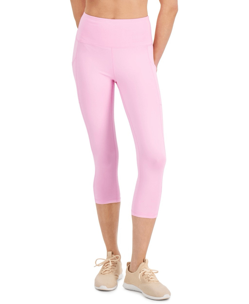 ID Ideology Women S Compression High Rise Side Pocket Cropped Leggings Pink XS