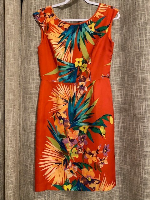ELLEN TRACY Orange Flowers Women Dress size 4/6