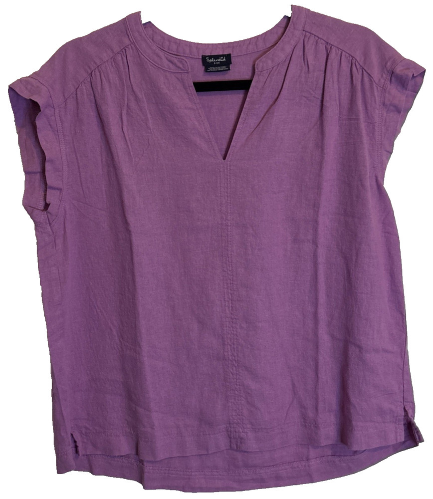 Splendid Women's Purple Plum V-Neck Linen Viscose Top Size S #237