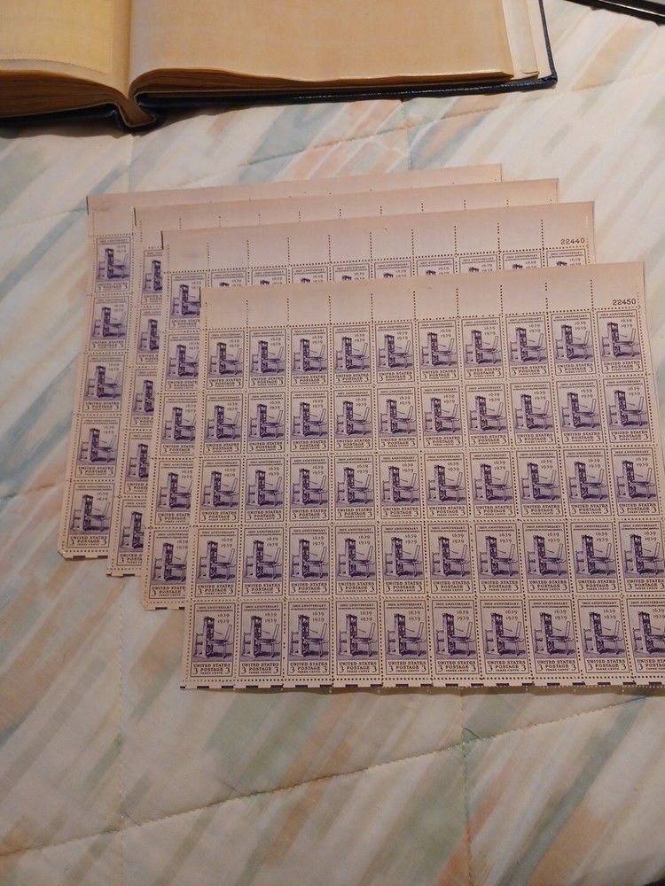 SC 857 - 4 Sheets Colonial America unused us postage stamps