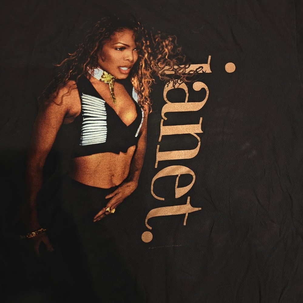 Janet Jackson Vintage T-shirt size XL Black 1993 -94 World Tour Tee