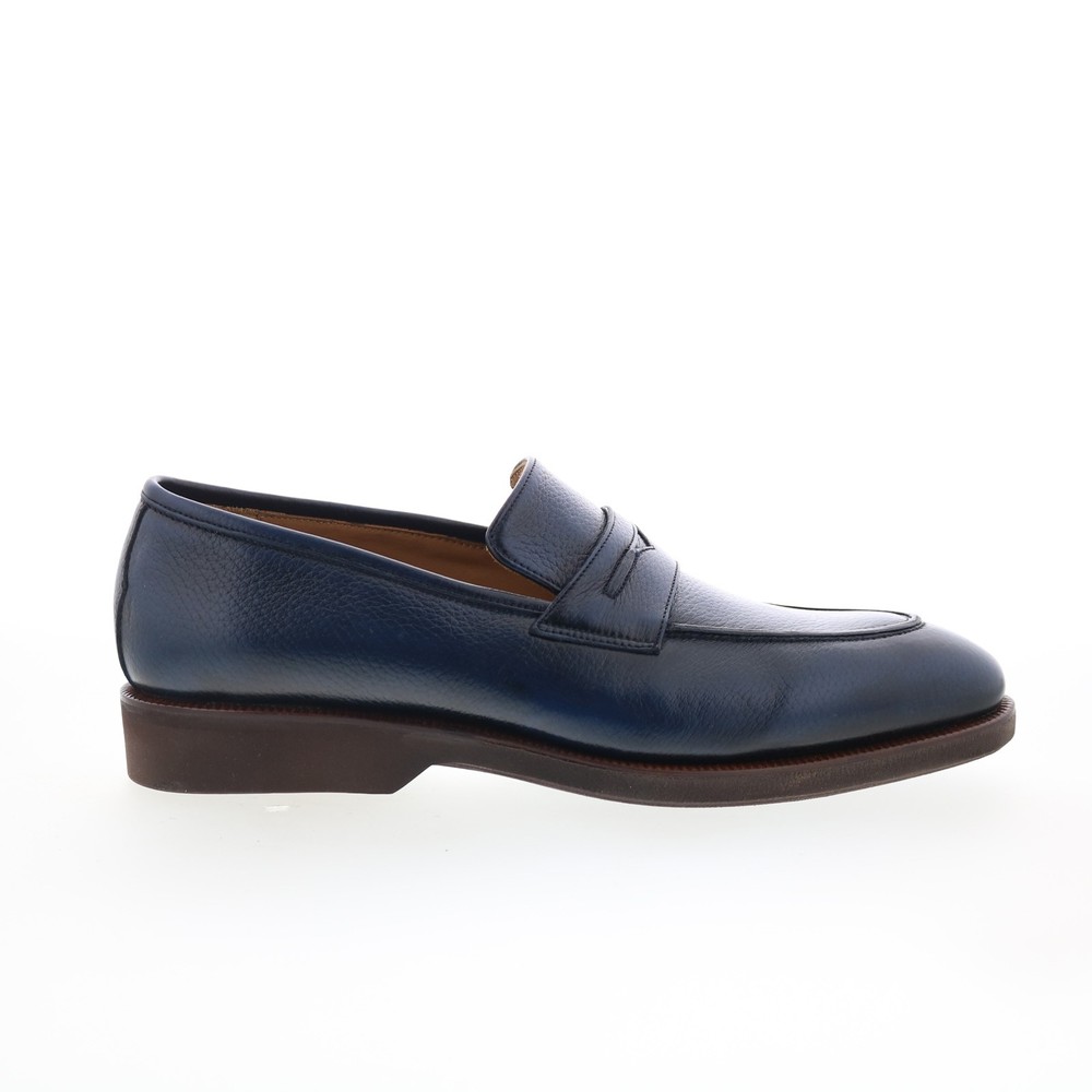 Pastori by Di Bianco Titus Mens Blue Leather Loafers & Slip Ons Penny Shoes 9