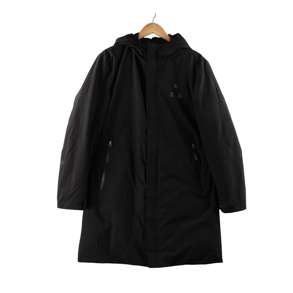 Nike ACG LAB Trench Coat Gore Tex Black Men's Size L Waterproof Hooded