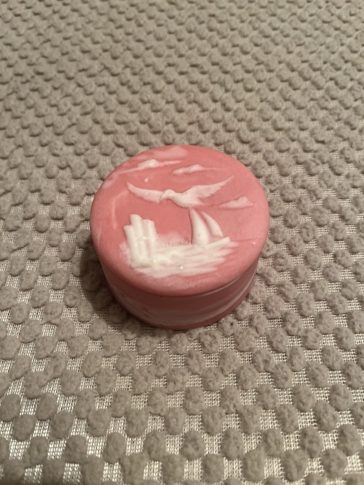 vintage design pink soapstone incolay trinket jewelry box