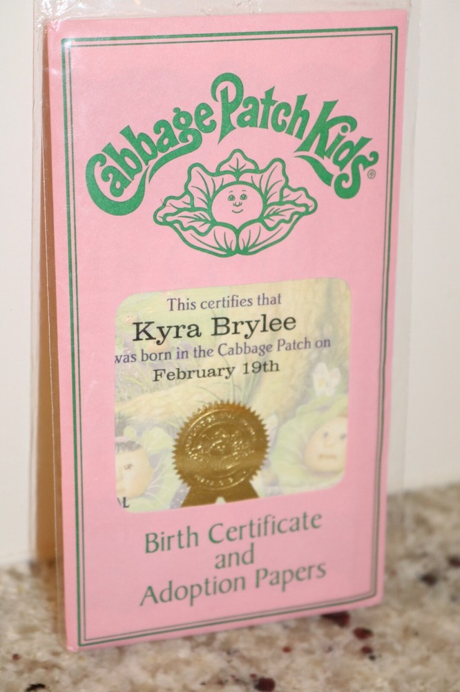 Cabbage Patch Kids- Modern Play Along Birth Certificate Kyra Brylee 2/19
