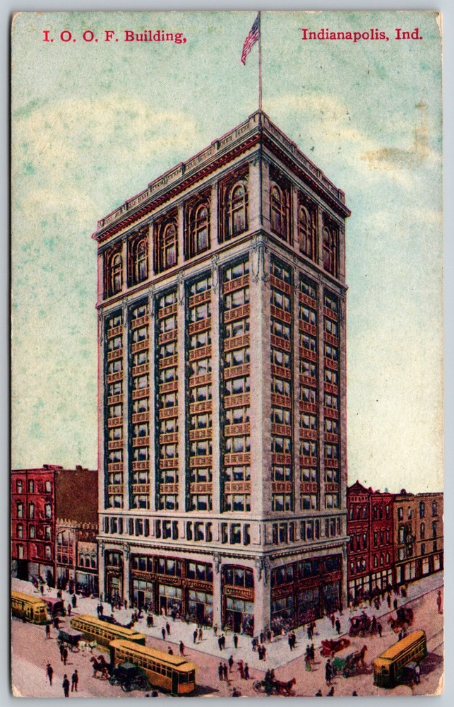 1910 IOOF Building Indianapolis Indiana ANTIQUE Postcard 8239