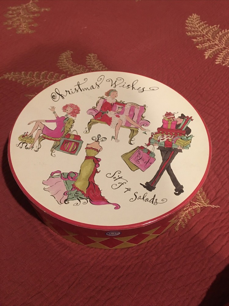 AFTER CHRISTMAS SALE !!!Christmas Wishes, Set Of (4) Salad Plates- Rosanna Brand